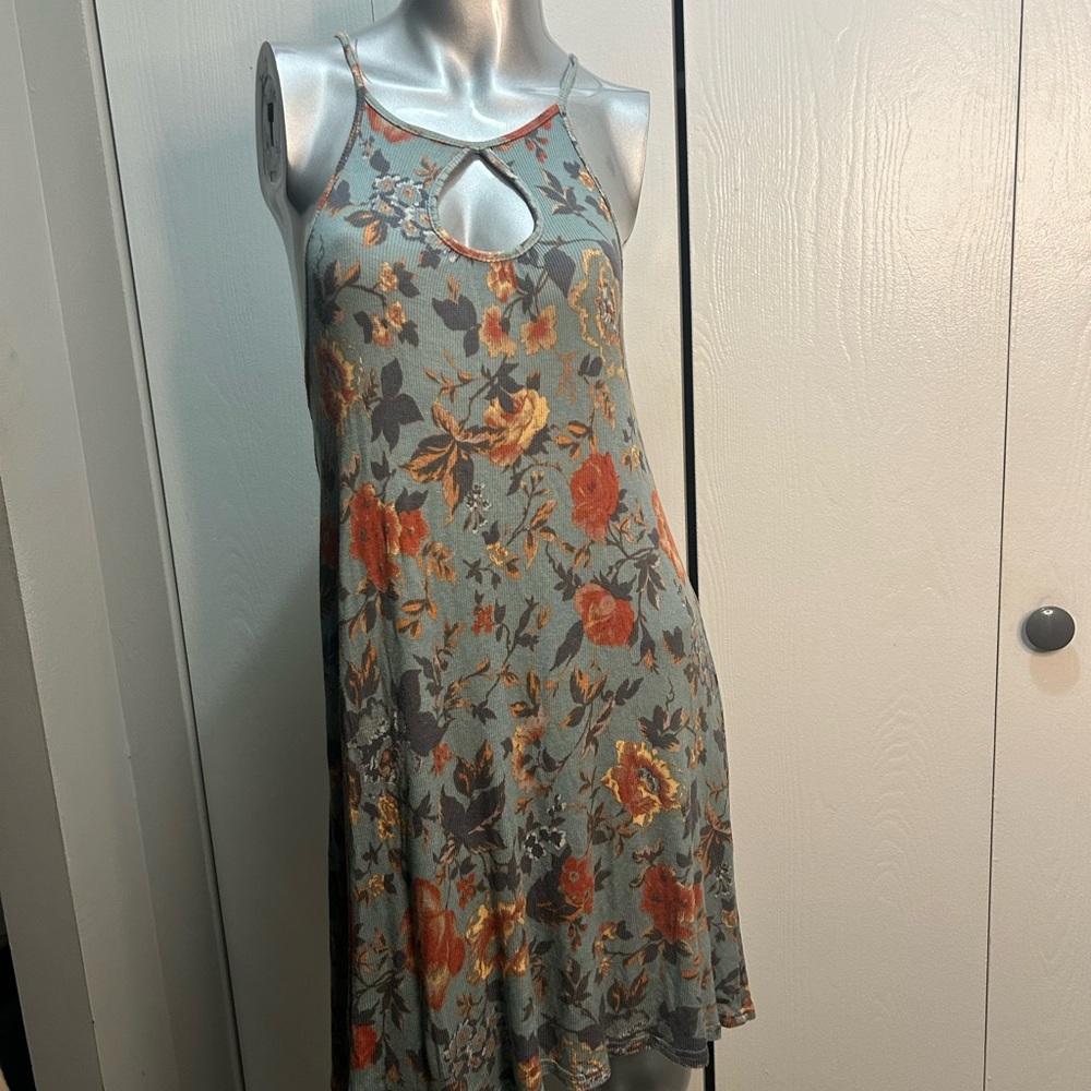 O'Neill Floral Keyhole Mini Dress - beachy soft Green & Blue